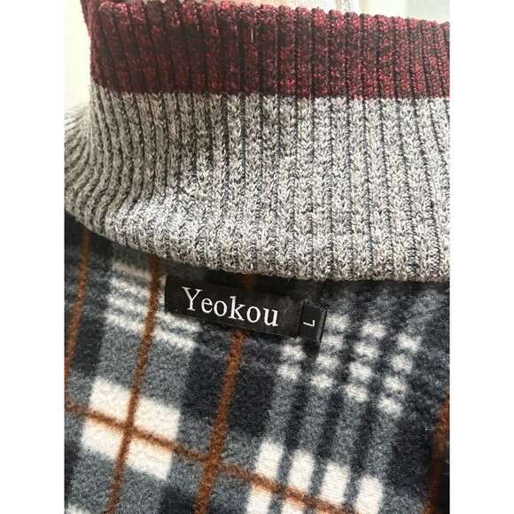 Yeokou Cashmere Blend Gray Lined Zippered Long Sleeve Sweater Jacket L - Picture 9 of 9